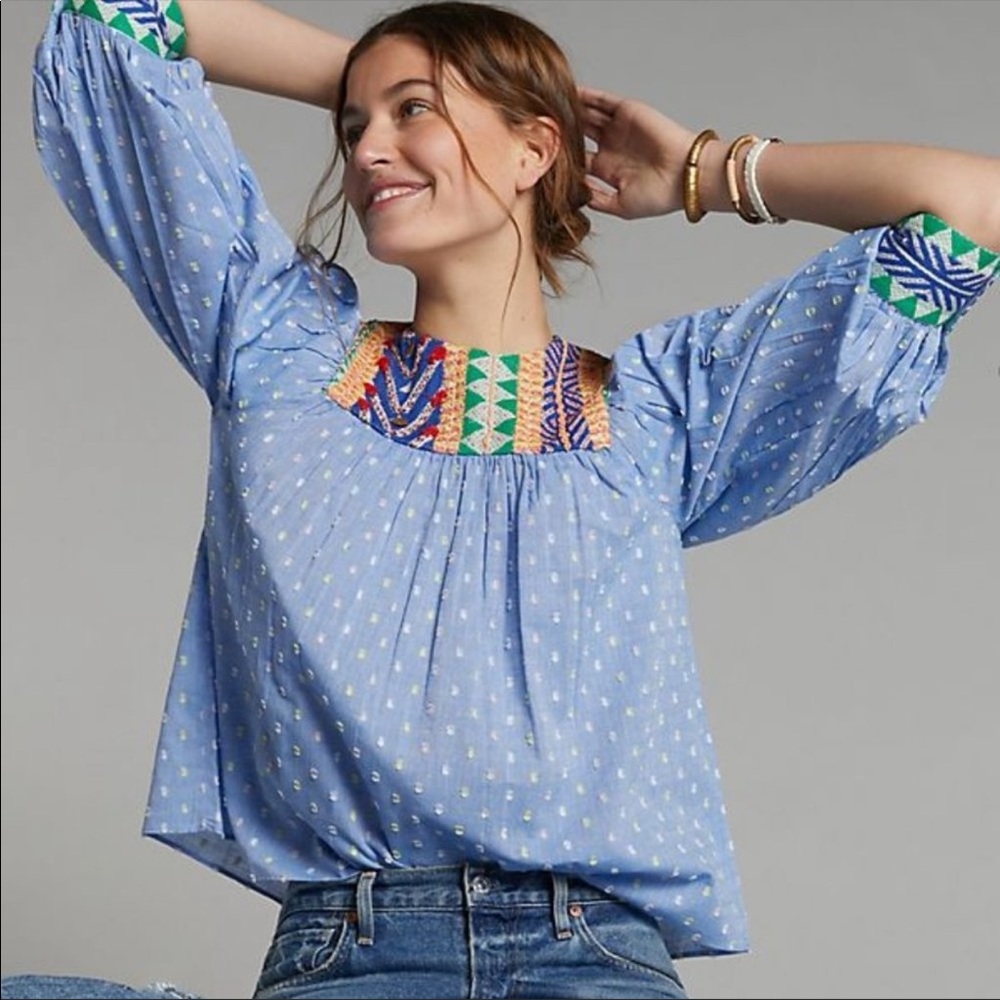 NWT Anthropologie Rhapsody Embroidered Blouse